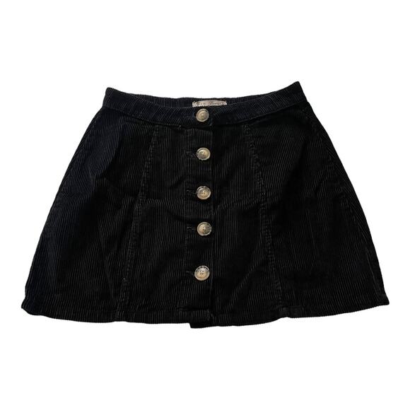 Primark Womens Mini Skirt Size 6 Corduroy Black Button Front Mini Skirt - New - Picture 1 of 5